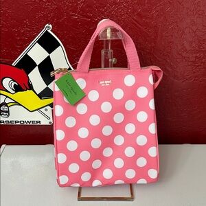 Kate Spade Pink and White Polka Dot lunch Tote